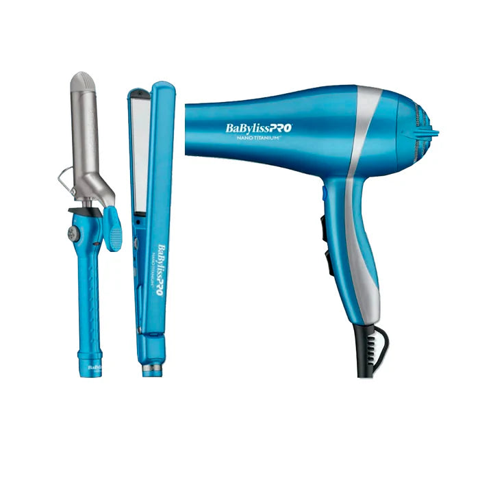 KIT SECADOR PLANCHA Y TENAZA BaByliss NANO TITANIUM