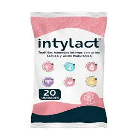 TOALLITAS INTIMAS CON ÁCIDO LACTICO Y ÁCIDO HIALURONICO INTYLACT 20UND