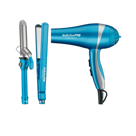 KIT SECADOR PLANCHA Y TENAZA BaByliss NANO TITANIUM