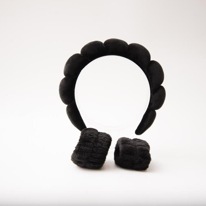 CINTILLO Y MUÑEQUERAS DE TELA PARA SKINCARE