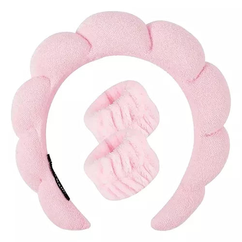 CINTILLO Y MUÑEQUERAS DE TELA PARA SKINCARE