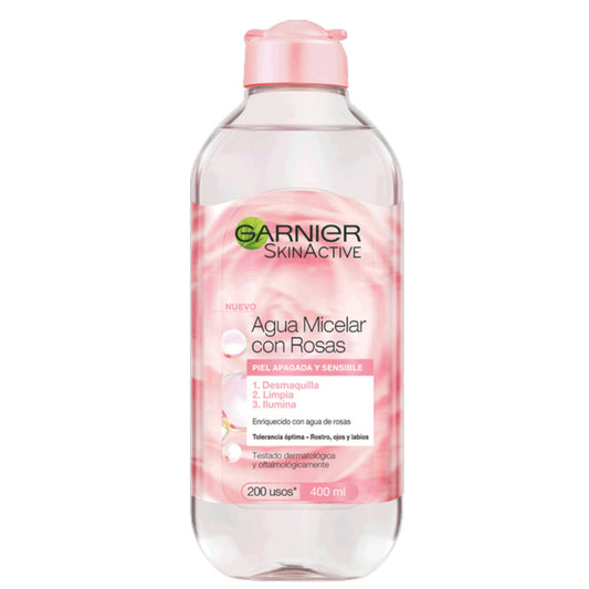 AGUA MICELAR CON AGUA DE ROSAS GARNIER 400 ML