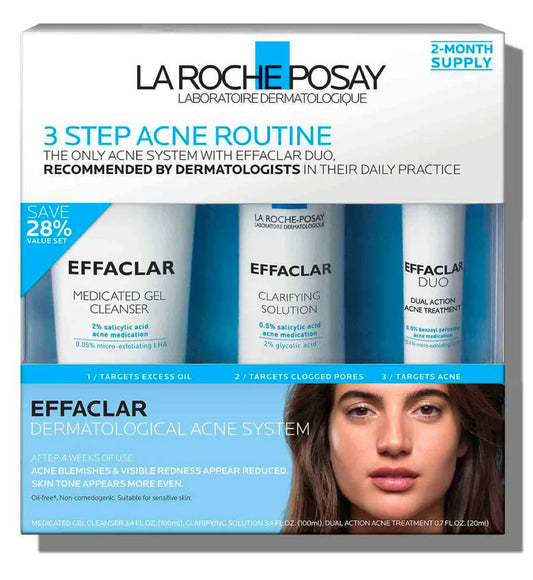 LA ROCHE-POSAY EFFACLAR 3 STEP ACNE ROUTINE SET